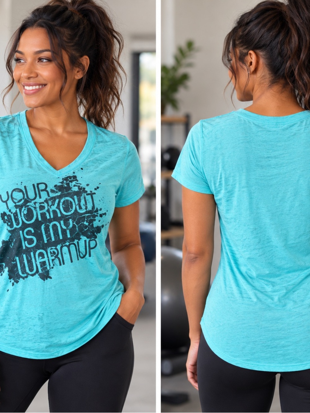 Tek Gear DryTek “Your Workout Is My Warmup” Graphic Tee – Women's Medium